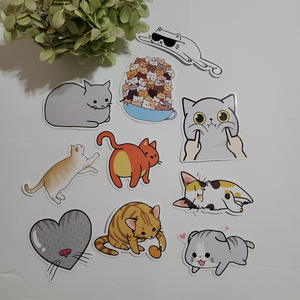 Cat sticker lot 10 scrapbook water‎ bottles computer kitties naughty heart